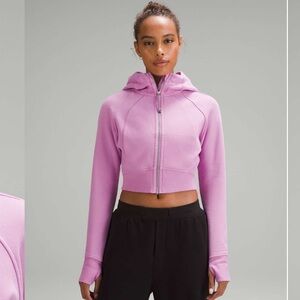 lululemon athletica Women's Dahlia Mauve Scuba Full-Zip Cropped Hoodie 6